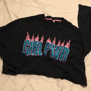 ❤️4/$10 Girl Power Crop Top Bell Sleeves